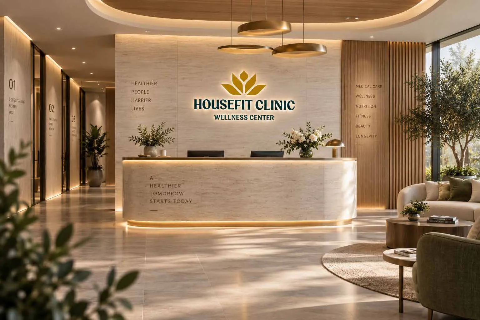 VivaMore Wellness Center — HouseFit Clinic (yaklaşık 2.000 m²) — render (SPOINT sunumu, Eylül 2026)